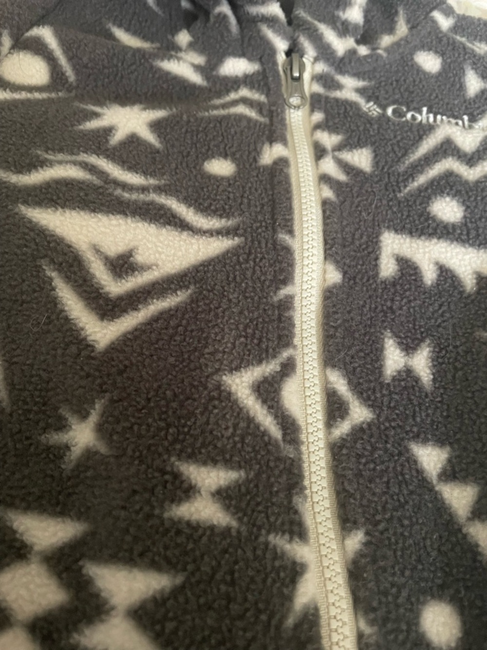 Columbia Gray & Cream Hooded Fleece One-Piece Bunting EUC - Picture 4 of 5